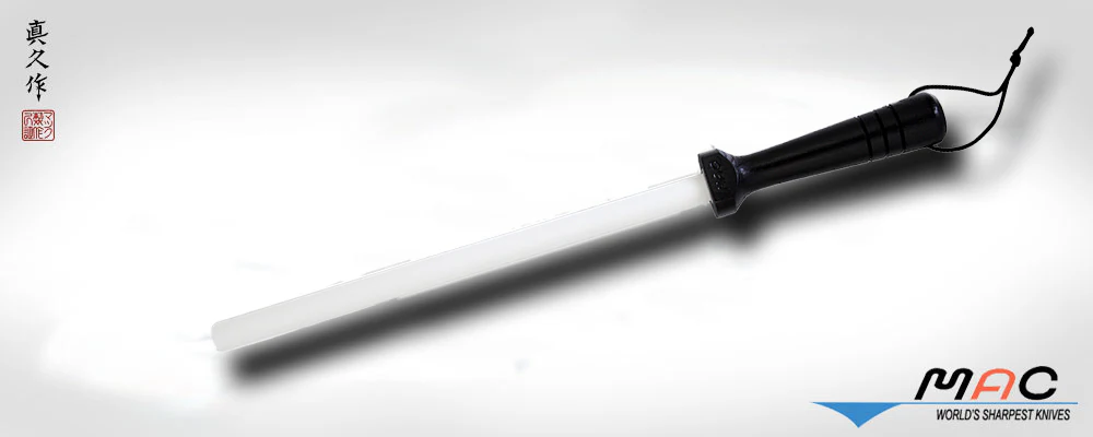 MAC 8 1/2" White Ceramic Honing Rod, Natural Handle (SR-85) - Image 2